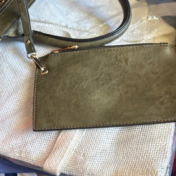 Dasein USA Vegan Leather Olive Green Studded Handbag W/ Attachable coin purse. - Picture 8 of 12